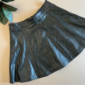 Black Vegan Leather A Line Mini Skirt